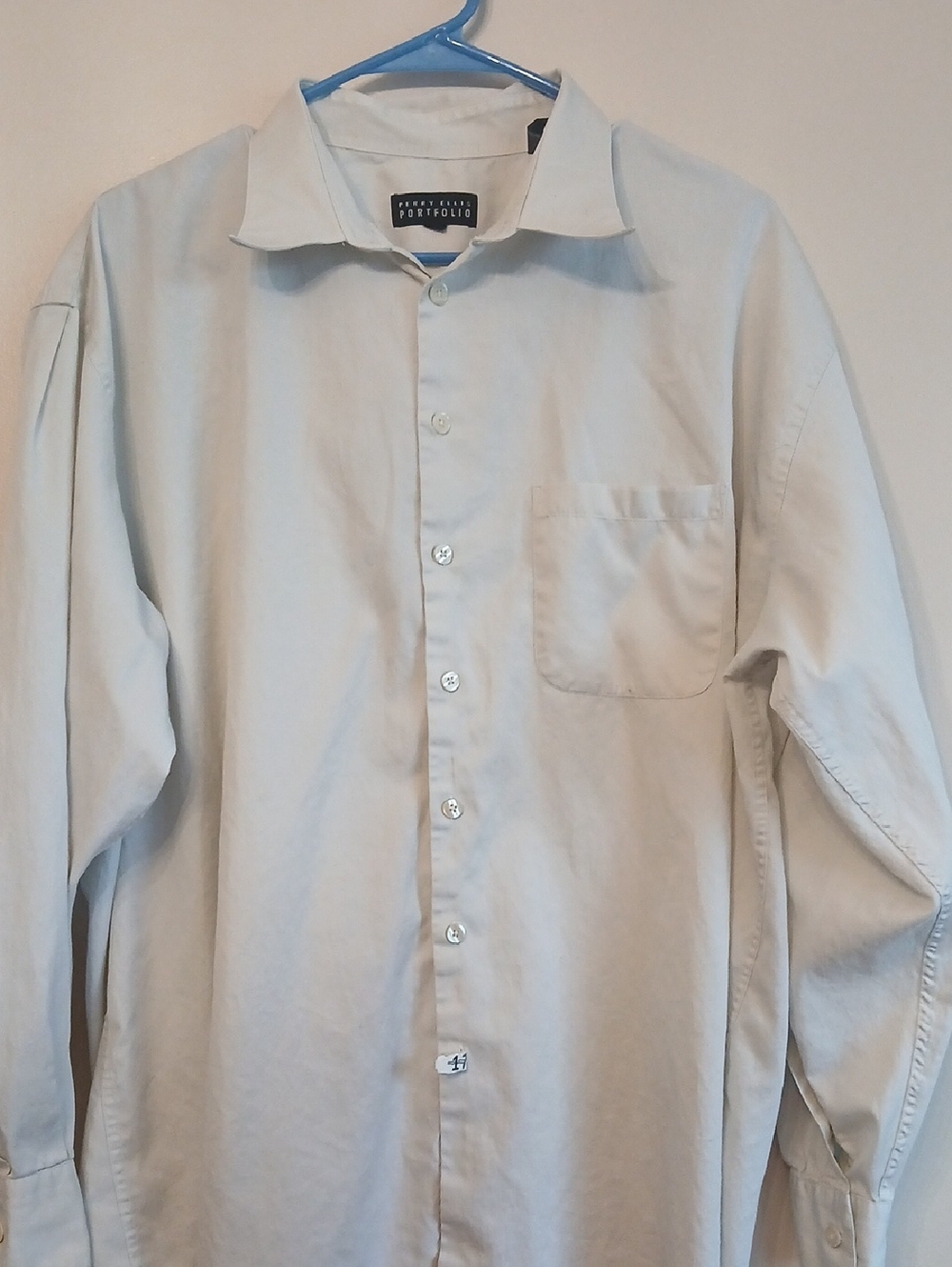 Perry Ellis Light Cream Long-Sleeve Dress Shirt
